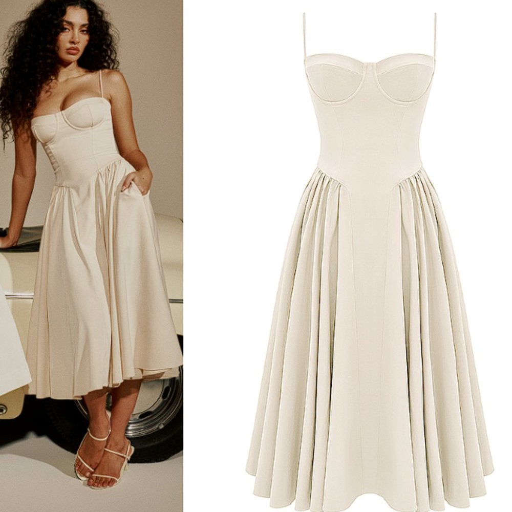 House of CB ‘Samaria’ Vintage Cream Corset Sundress NWOT - Picture 3 of 9